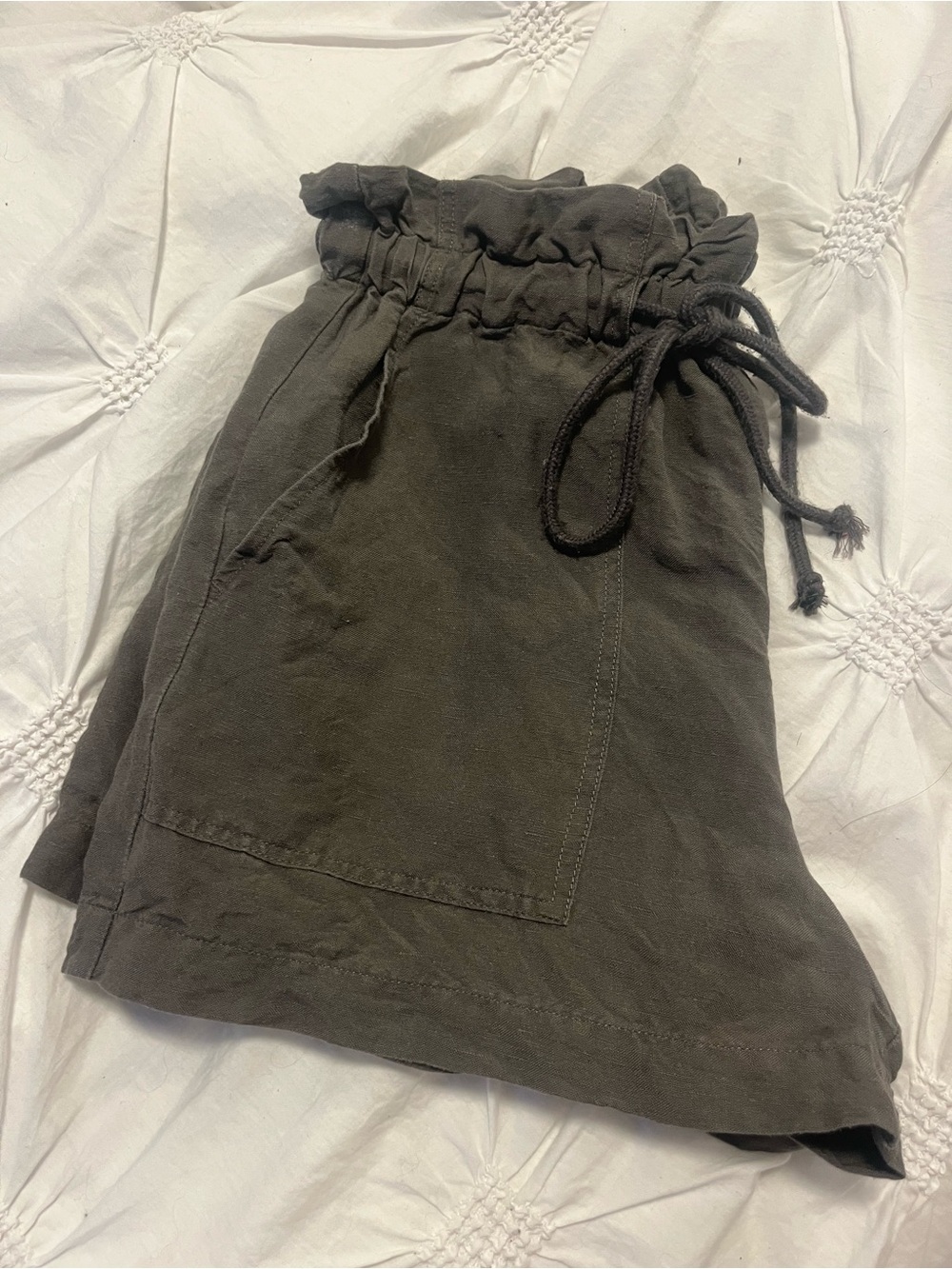 Dynamite Olive Drawstring Paperbag Shorts